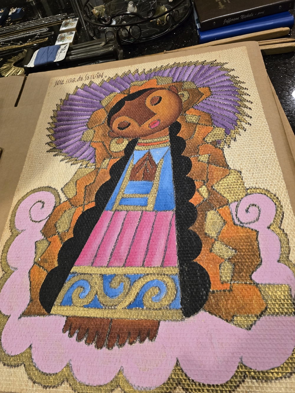 Original oil on burlap painting - Mexican artist Jose Maria De Servin Never Used